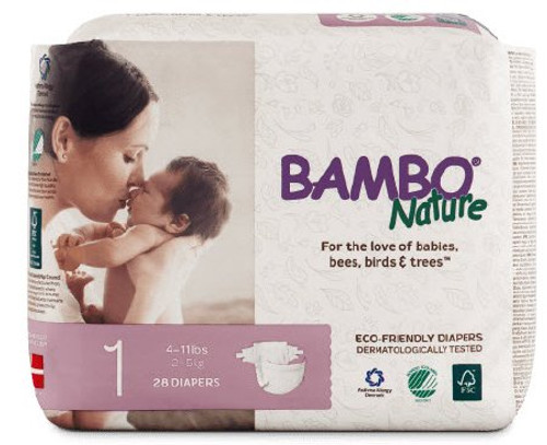 Unisex Baby Diaper Bambo Nature Size 3 Disposable Heavy Absorbency 16049 Pack/33