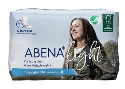 Bladder Control Pad Abena Light Extra Plus 13 Inch Length Moderate Absorbency Fluff / Polymer Core One Size Fits Most Adult Unisex Disposable 1000017159 Bag/10