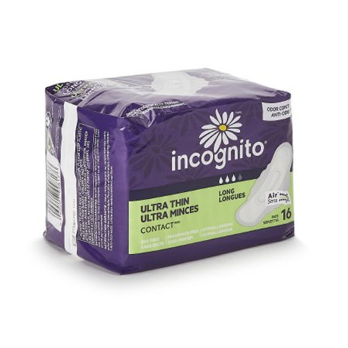 Feminine Pad Incognito Ultra Thin with Wings Super Absorbency 10003888 Case/192