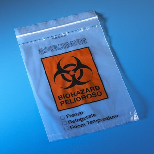 Specimen Transport Bag with Document Pouch 6 X 9 Inch Polyethylene Zip Closure Biohazard Symbol / Storage Instructions NonSterile 4918