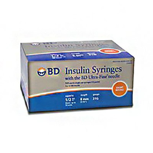 Insulin Syringe with Needle Ultra-Fine Lo-Dose 0.5 mL 31 Gauge 5/16 Inch Attached Needle Without Safety 328468