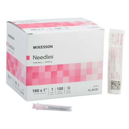 Hypodermic Needle McKesson Without Safety 18 Gauge 1 Inch Length 16-N181
