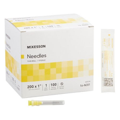 Hypodermic Needle McKesson Without Safety 20 Gauge 1 Inch Length 16-N201