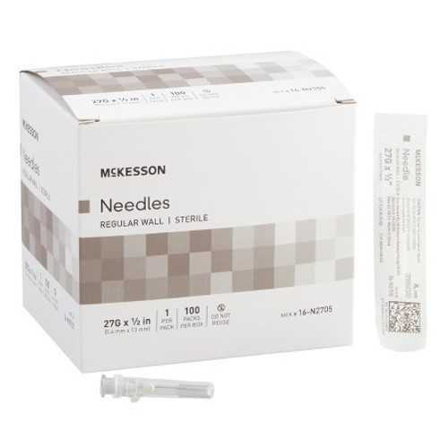 Hypodermic Needle McKesson Without Safety 27 Gauge 1/2 Inch Length 16-N2705
