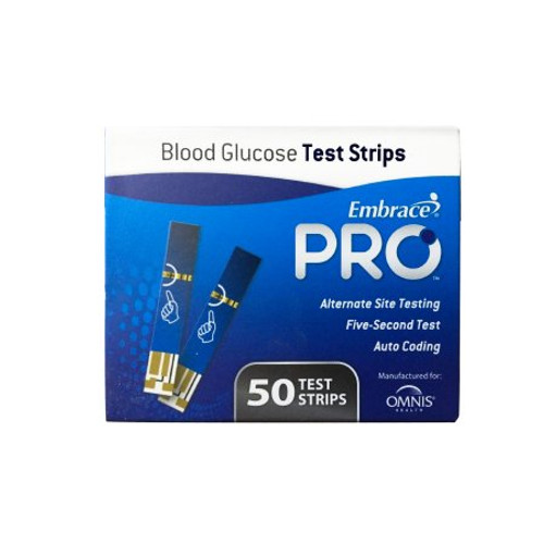 Blood Glucose Test Strips Embrace 50 Strips per Box sample size 0.5 Microliter For Embrace Blood Glucose System ALL02AM0202