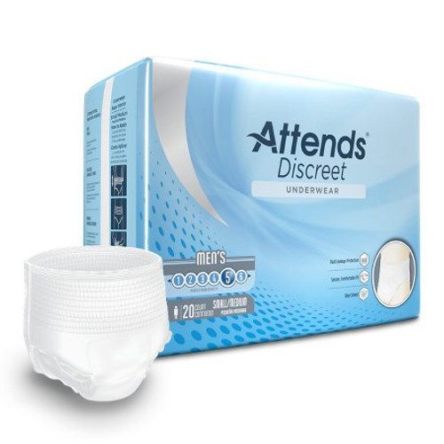 Male Adult Absorbent Underwear Attends Discreet Pull On with Tear Away Seams Small / Medium Disposable Moderate Absorbency ADUM15
