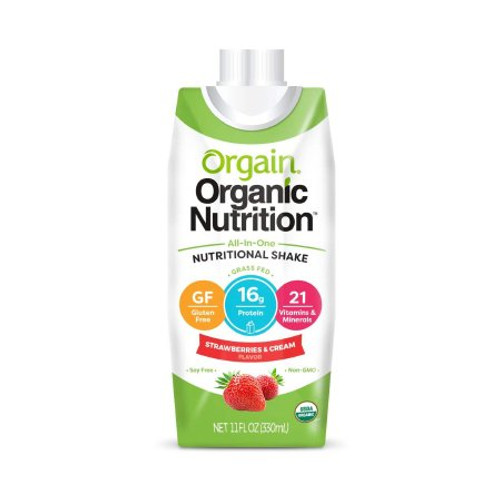 Oral Supplement Orgain Organic Nutritional Shake Strawberries and Cream Flavor Ready to Use 11 oz. Carton 851770003087