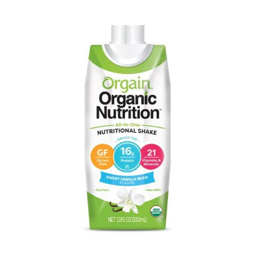 Oral Supplement Orgain Organic Nutritional Shake Sweet Vanilla Bean Flavor Ready to Use 11 oz. Carton 860547000006