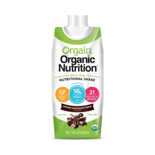 Oral Supplement Orgain Organic Nutritional Shake Creamy Chocolate Fudge Flavor Ready to Use 11 oz. Carton 860547000013
