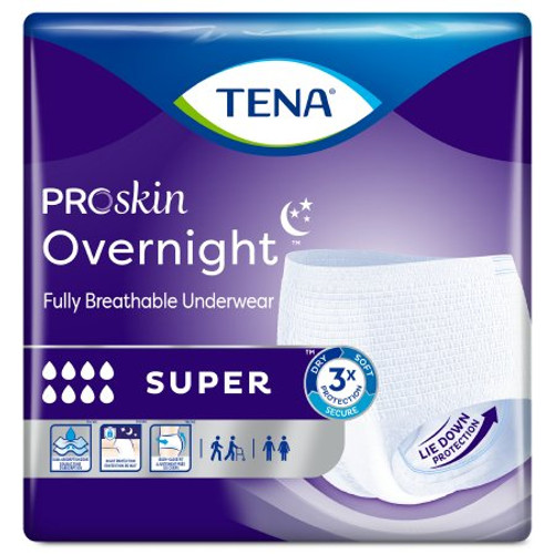 Unisex Adult Absorbent Underwear TENA ProSkin Overnight Super Pull On with Tear Away Seams Large Disposable Heavy Absorbency 72325