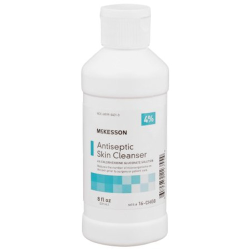 Antiseptic Skin Cleanser McKesson 8 oz. Flip-Top Bottle 4% Strength CHG Chlorhexidine Gluconate / Isopropyl Alcohol NonSterile 16-CHG8