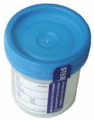 Specimen Container DuoClick 53 mm Opening Polypropylene 90 mL 3 oz. Screw Cap Patient Information Sterile ES243522