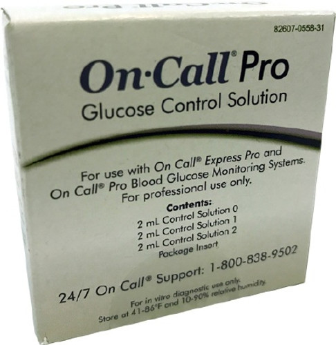 Blood Glucose Control Solution On Call Pro Blood Glucose Testing 3 X 2 mL Level 1 Level 2 Level 3 755831