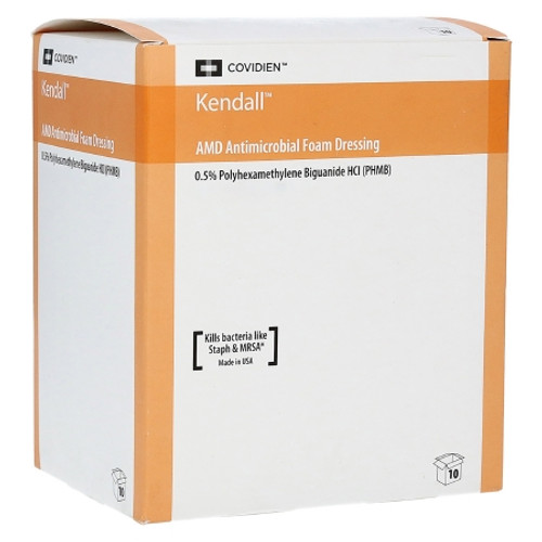 Antimicrobial Foam Dressing Kendall AMD 5-1/2 X 5-1/2 Inch Square Adhesive with Border Sterile 55566BAMDG