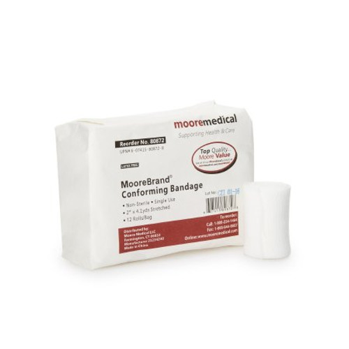 Conforming Bandage McKesson Cotton / Polyester 2 Inch X 4-1/10 Yard Roll Shape NonSterile 80872
