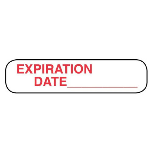 Pre-Printed Label Apothecary Products Communication Fill In White Paper EXPIRATION/DATE Red Quality Control Label 3/8 X 1-9/16 Inch 41119 Box/1000