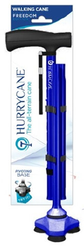 Folding Cane HurryCane Freedom Edition Aluminum 30-1/2 to 37-1/2 Inch Height Blue HCANE-BL-C2