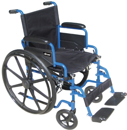Wheelchair drive Blue Streak Desk Length Arm Flip Back Arm Style Swing-Away Footrest Black Upholstery 16 Inch Seat Width 250 lbs. Weight Capacity BLS16FBD-SF