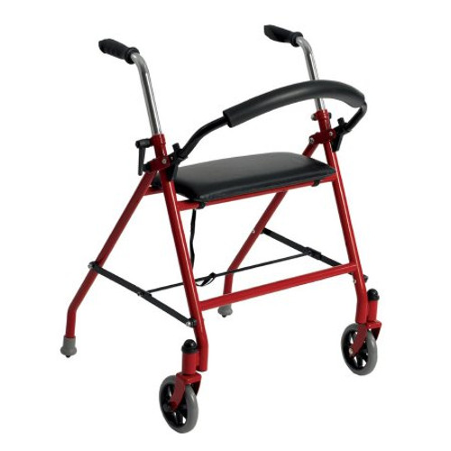Dual Release Folding Walker with Wheels and Seat Adjustable Height drive Aluminum Frame 300 lbs. Weight Capacity 29 to 38 Inch Height 1239RD