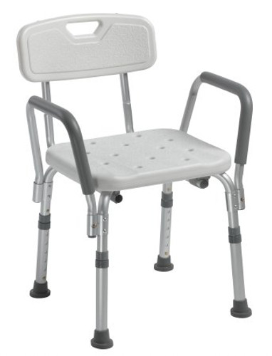 Bath Bench drive Padded Arm Aluminum Frame With Backrest 16 Inch Seat Width 12445KD-1 Each/1
