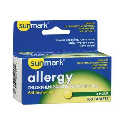 Allergy Relief sunmark 4 mg Strength Tablet 100 per Bottle 70677000401 Bottle/100