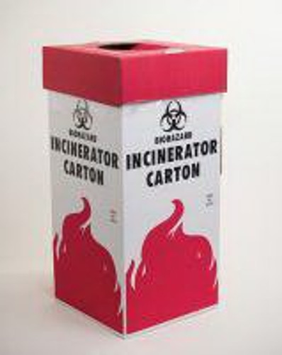 Medical Waste Receptacle VWR Biohazard Incinerator Square Red / White Cardboard Open Top 56617-807 Pack/6
