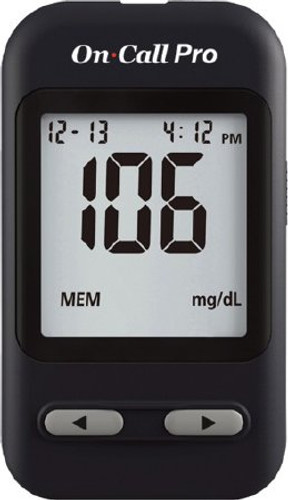 Blood Glucose Meter On Call Pro 4 Second Results Stores Up To 300 Results with Date and Time Auto Coding 755818 Box/12