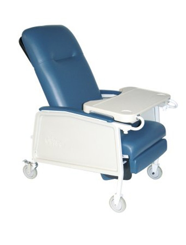 3-Position Recliner McKesson Blue Vinyl Four 5 Inch Casters With 2 Locks 146-D574-BR Each/1