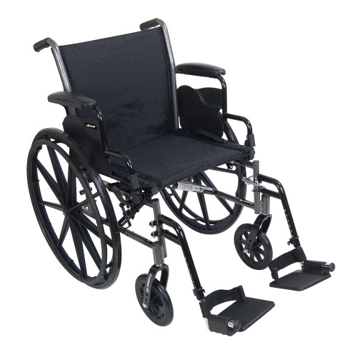 Lightweight Wheelchair McKesson Dual Axle Desk Length Arm Flip Back / Removable Padded Arm Style Swing-Away Footrest Black Upholstery 18 Inch Seat Width 300 lbs. Weight Capacity 146-K318DDA-SF Each/1