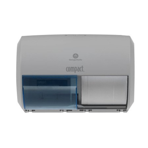 Toilet Tissue Dispenser Compact 2-Roll Side-by-Side Gray / Blue Plastic Manual Double Roll Wall Mount 56783A Each/1