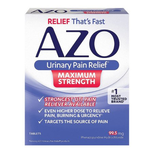 Urinary Pain Relief AZO Maximum Strength 97.5 mg Strength Phenazopyridine HCL Tablet 12 per Box 78765112253 Box/1