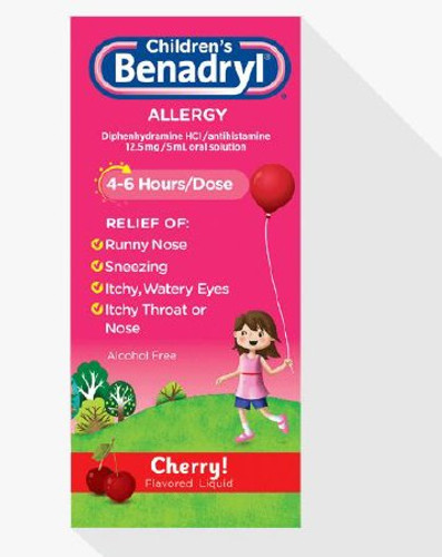 Children s Allergy Relief Children s Benadryl 12.5 mg Strength Liquid 4 oz. 30350580534046