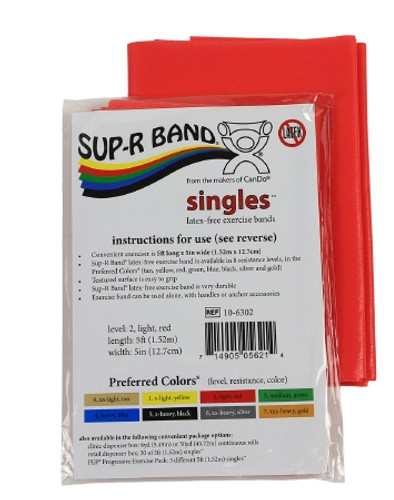 Exercise Resistance Band Sup-R Band Red 5 Inch X 5 Foot Light Resistance 10-6302