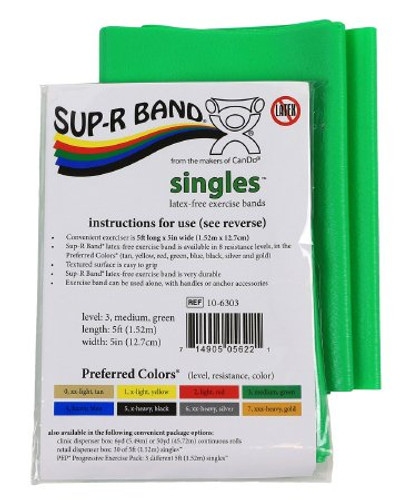 Exercise Resistance Band Sup-R Band Green 5 Inch X 5 Foot Medium Resistance 10-6303