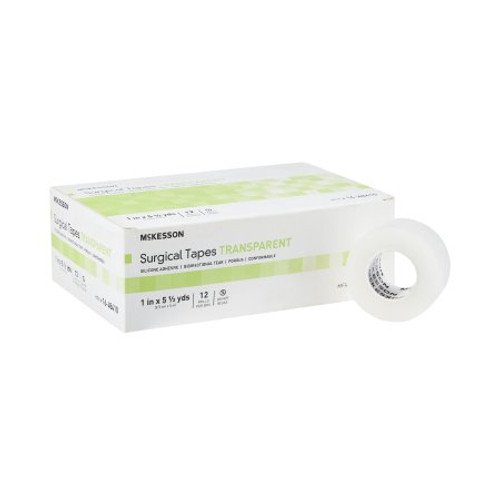 Medical Tape McKesson Porous Plastic / Silicone 1 Inch X 5-1/2 Yard Transparent NonSterile 16-48410