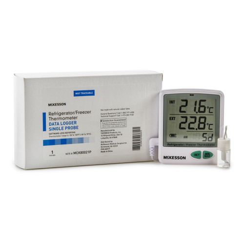 Datalogging Refrigerator / Freezer Thermometer with Alarm McKesson Fahrenheit / Celsius -58 to 158 F -50 to 70 C Flip-out Stand Battery Operated MCK80021P