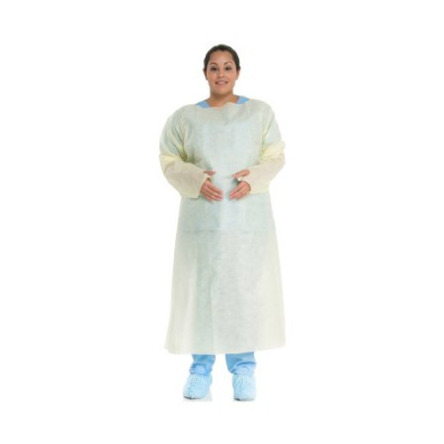 Over-the-Head Protective Procedure Gown Halyard Tri-Layer Large Yellow NonSterile AAMI Level 2 Disposable 44715