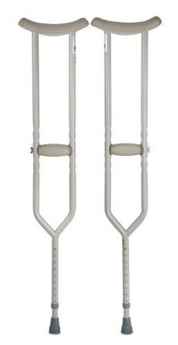 Underarm Crutches McKesson Steel Frame Adult 500 lbs. Weight Capacity Push Button / Wing Nut Adjustment 146-10406