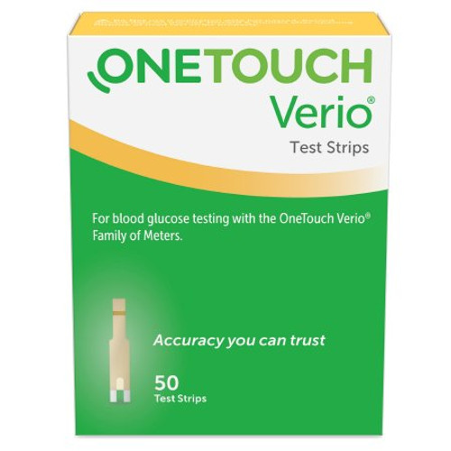 Blood Glucose Test Strips OneTouch Verio 50 Strips per Box Our smallest sample size ever at 0.4 Microliter and fast results in just 5 seconds For OneTouch Verio Family of Meters 022899