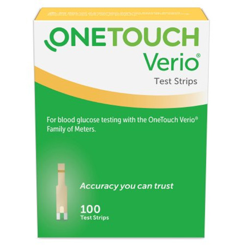 Blood Glucose Test Strips OneTouch Verio 100 Strips per Box Our smallest sample size ever at 0.4 Microliter and fast results in just 5 seconds For OneTouch Verio Family of Meters 022898