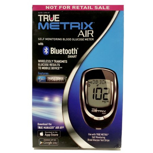 Blood Glucose Meter True Metrix AIR BlueTooth 4 Second Results Stores Up To 1000 Results 7 14 and 30 Day Averaging No Coding Required REA4H01-40