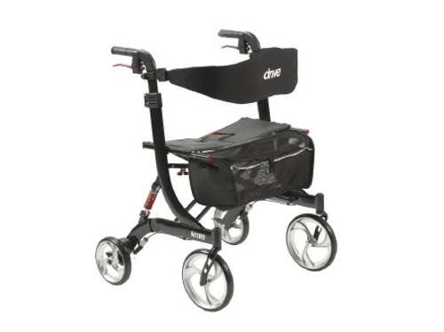 Bariatric 4 Wheel Rollator Nitro HD Black Lightweight Aluminum Frame 10266HD-BK