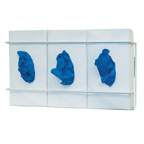 Glove Box Holder Horizontal or Vertical Mounted 3-Box Capacity White 3.75 X 8.16 X 16.32 Inch Coated Wire GL033-0613