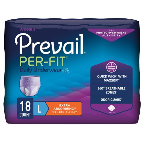 Female Adult Absorbent Underwear Prevail Per-Fit Women Pull On with Tear Away Seams Large Disposable Moderate Absorbency PFW-513