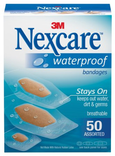 Adhesive Strip Nexcare Wateproof 7/8 X 1-1/16 Inch / 1-1/4 X 2-1/2 Inch / 1-1/16 X 2-1/4 Inch Plastic / Film Rectangle Clear / Tan Sterile 432-50-3
