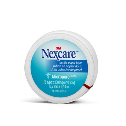Medical Tape Nexcare Micropore Skin Friendly Paper 1/2 Inch X 10 Yard White NonSterile 530-P1/2