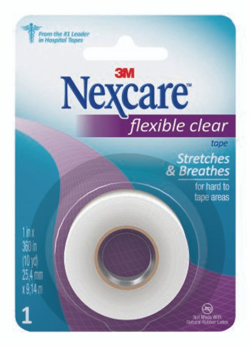 Medical Tape Nexcare Flexible Water Resistant Stretchy Fabric 1 Inch X 10 Yard Clear NonSterile 771-1PK