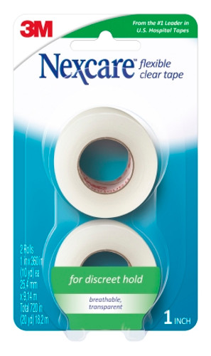 Medical Tape Nexcare Flexible Water Resistant Stretchy Fabric 1 Inch X 10 Yard Clear NonSterile 771-2PK
