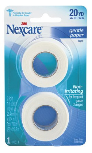 Medical Tape Nexcare Gentle Skin Friendly Paper 1 Inch X 10 Yard White NonSterile 781-2PK
