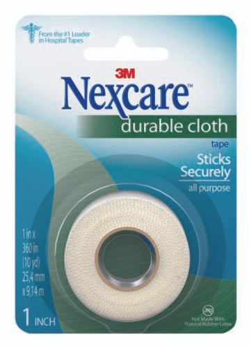 Medical Tape Nexcare Durable Cloth Breathable Silk-Like Cloth 1 Inch X 10 Yard White NonSterile 791-1PK